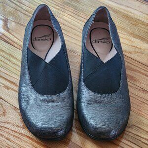 DANSKO Ann Pewter Metallic Round Toe Slip On Comfort Shoe